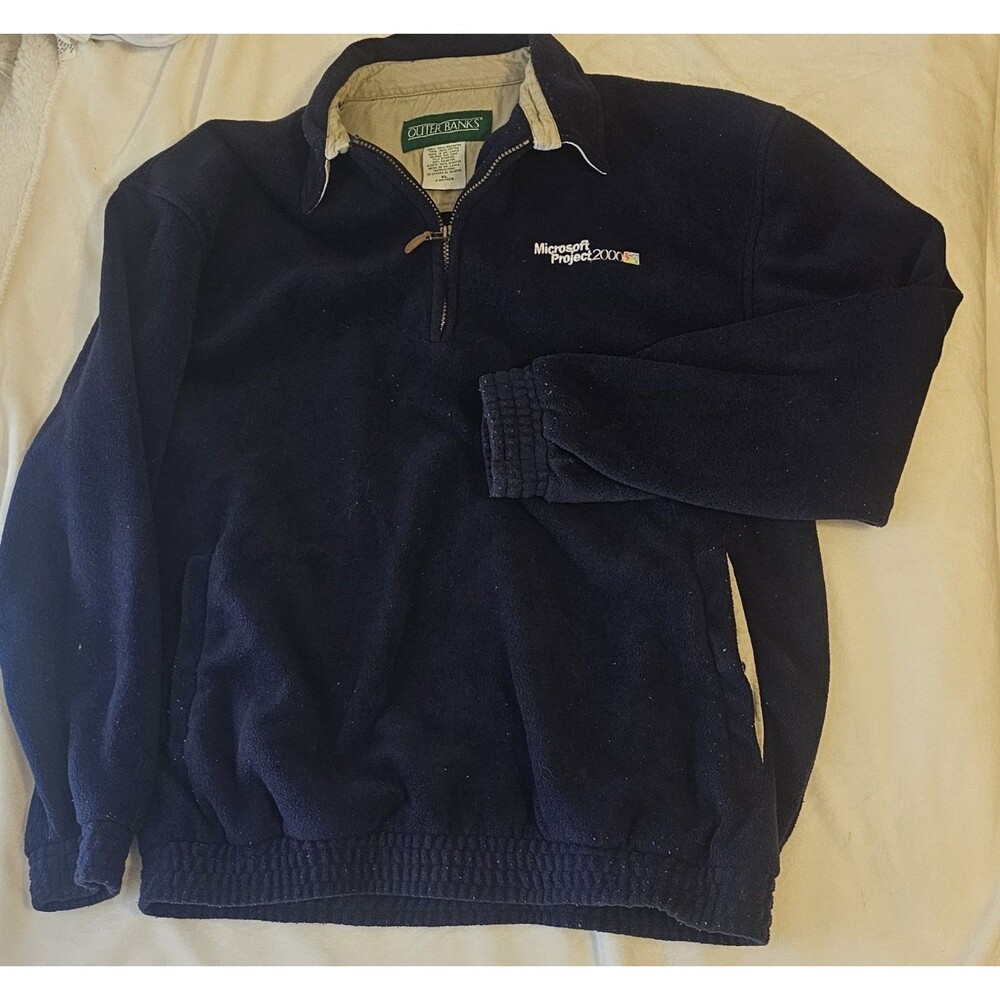 Vintage Y2K Outerbanks Pullover 1/4 Zip, Men XL With Microsoft Project 2000 Logo